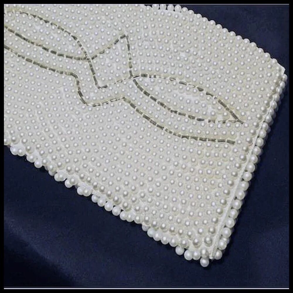 Vintage Pearl Beaded Clutch Purse, Small Retro Bridal, Something Old or NEW? - Picture 6 of 13